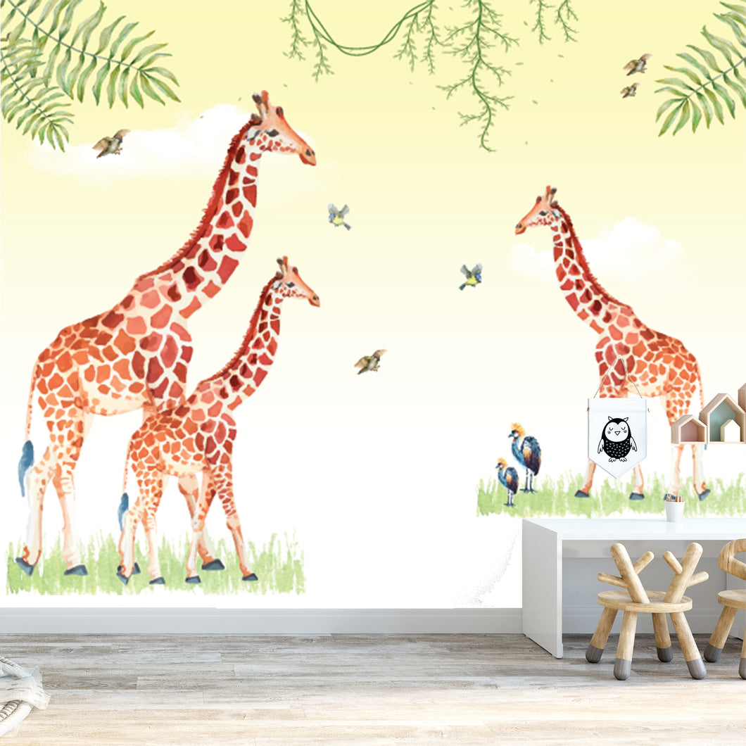 Watercolor Nature - Giraffes
